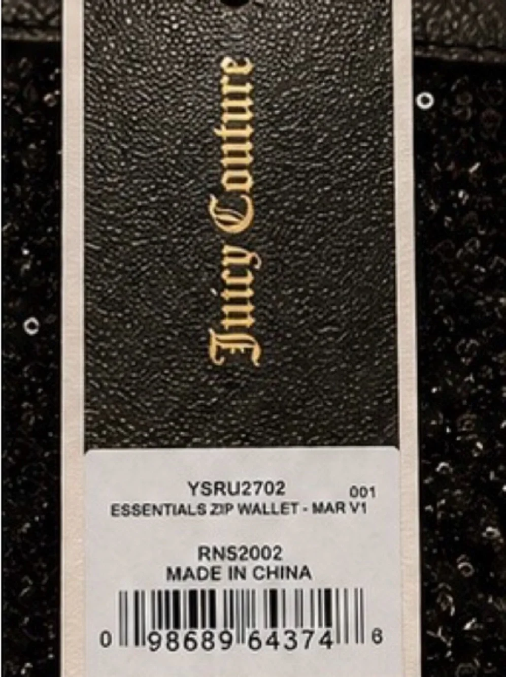Juicy Couture Black Sequin Continental Zip Around Wallet Pink Interior NWT